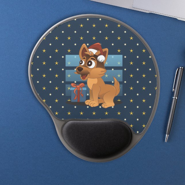 Cute German Shepherd puppy Cartoon Starry night Gel Mouse Pad (Creator Uploaded)