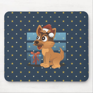 Cute German Shepherd puppy Cartoon Starry night Mouse Pad