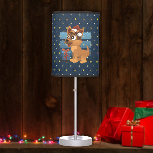 Cute German Shepherd puppy Cartoon Starry night Table Lamp