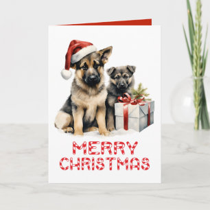Cute German Shepherd Puppy Dog Merry Christmas  Card