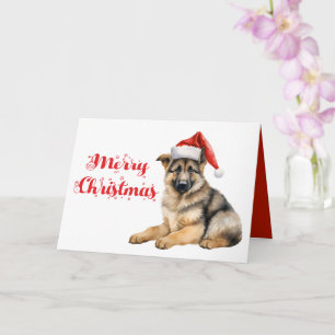 Cute German Shepherd Puppy Dog Merry Christmas Card