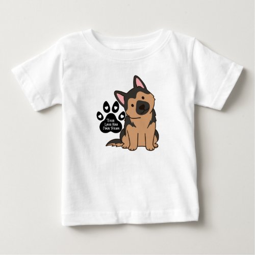 Cute German Shepherd Puppy Dog Paw Quote Baby T-Shirt