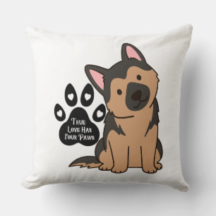 Cute German Shepherd Puppy Dog Paw Quote Throw Pillow