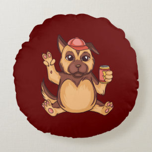 Cute German Shepherd Puppy Round Pillow