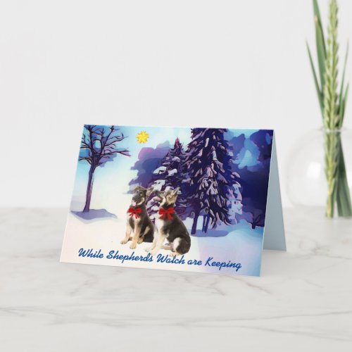 Cute German Shepherd Pups Christmas Card