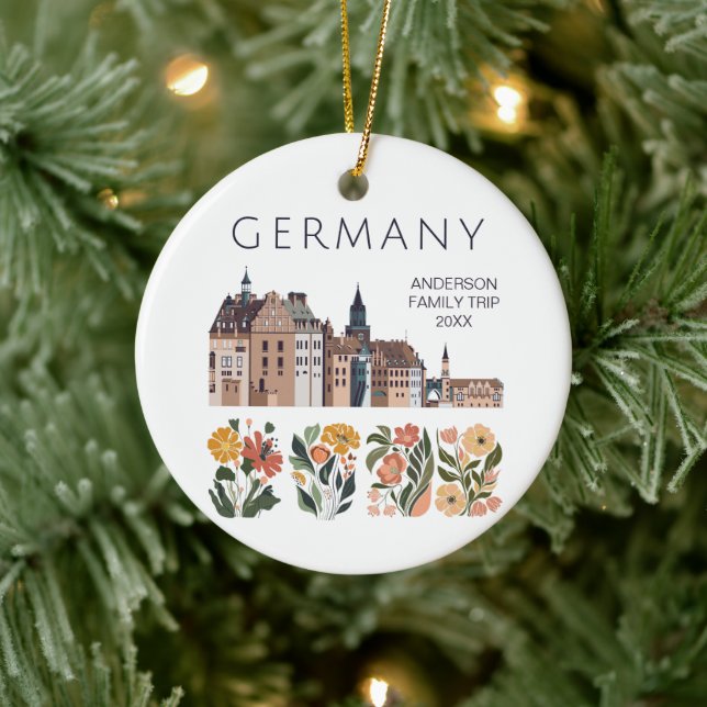 Cute Germany Floral City  Ceramic Ornament (Tree)