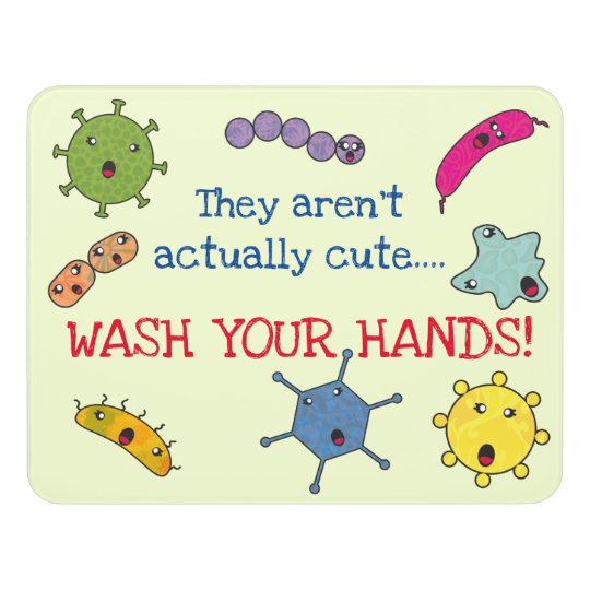Cute Germs Hand Washing Reminder Door Sign | Zazzle.com