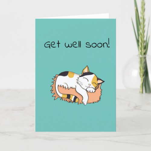Cute Get Well Soon Calico kitty Card