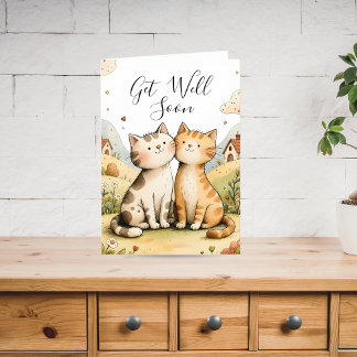 Cute Get Well Soon Cat Holiday Card