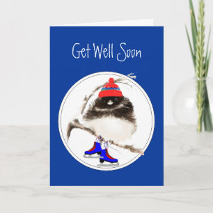 Cute Get Well Soon , Figure Skating Sport Bird Card