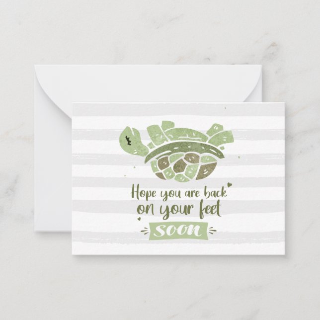 Cute Get Well Soon Hope You're Back On Feet Note Card (Front)