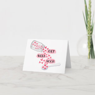 Cute Get Well Soon Jar of Hearts Card