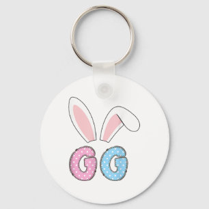 Cute Gg Happy Easter Bunny Matching Family Outfit Keychain