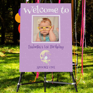 Cute Ghost 1st Birthday Halloween Welcome Sign