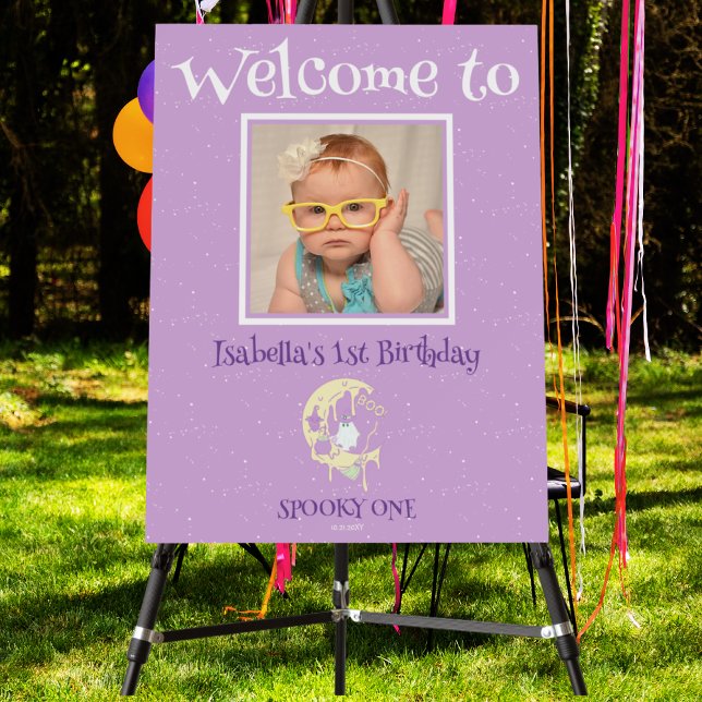 Cute Ghost 1st Birthday Halloween Welcome Sign (Creator Uploaded)