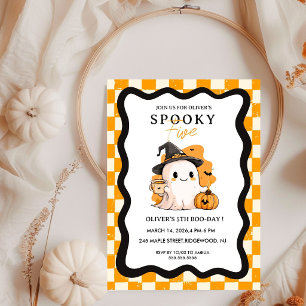 Cute Ghost 5th Halloween Birthday Party Invitation