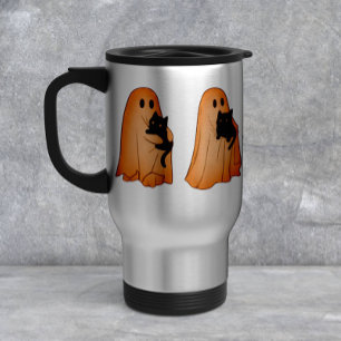 Cute Ghost and Black Cat Halloween Mug