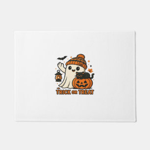 Cute Ghost and Black Cat Trick or Treat Oversized Doormat