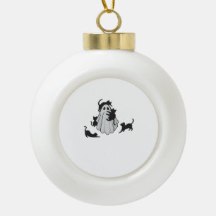 Cute Ghost and Black Cats Classic T-Shirt Ceramic Ball Christmas Ornament