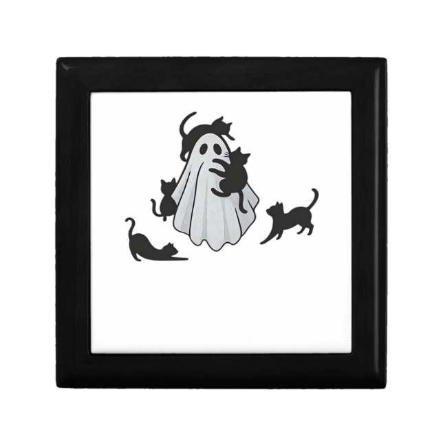 Cute Ghost and Black Cats Classic T-Shirt Gift Box (Front)