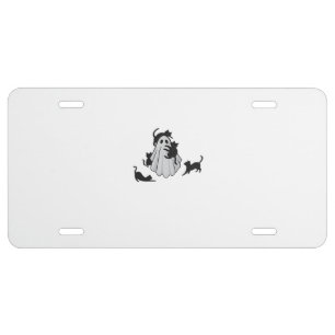 Cute Ghost and Black Cats Classic T-Shirt License Plate