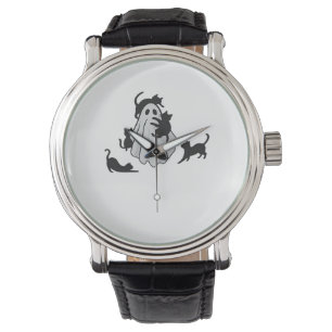 Cute Ghost and Black Cats Classic T-Shirt Watch