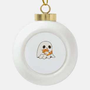 Cute ghost and cat, Gift Halloween Classic T-Shirt Ceramic Ball Christmas Ornament