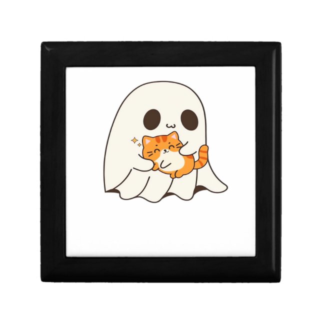 Cute ghost and cat, Gift Halloween Classic T-Shirt Gift Box (Front)