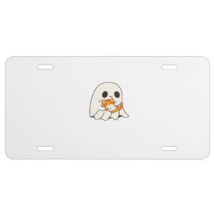 Cute ghost and cat, Gift Halloween Classic T-Shirt License Plate