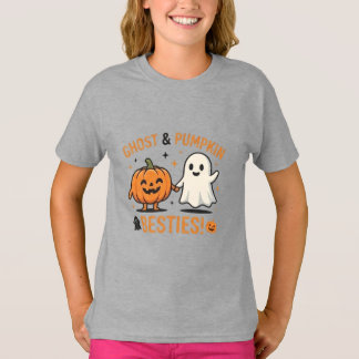 Cute Ghost and Pumpkin Besties - Spooky Friends T-Shirt