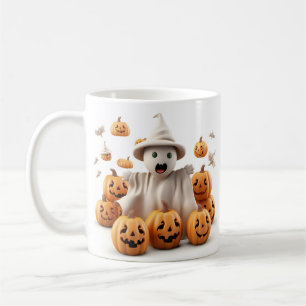 Cute ghost and pumpkin coffee mug
