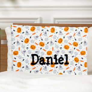 Cute Ghost and Pumpkin Halloween Pillow Case