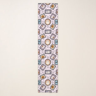 Cute Ghost and Pumpkin Halloween Stamps Pattern Scarf