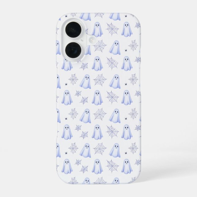 Cute Ghost and Spider Web Halloween Pattern Iphone Case (Back)