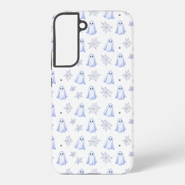 Cute Ghost and Spider Web Halloween Pattern Samsung Galaxy Case (Back)