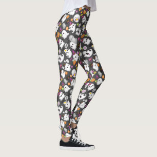 Cute Ghost and Tomb Stones Halloween Leggings