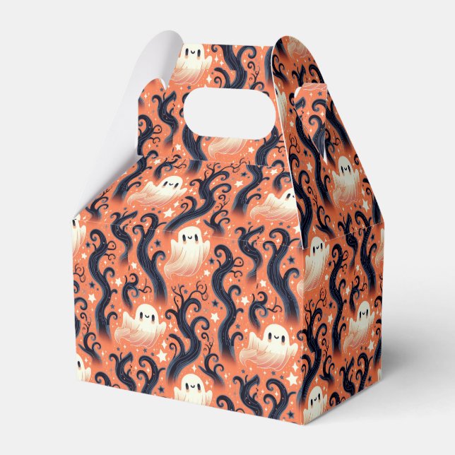 Cute Ghost and Twisted Trees  Favor Boxes (Front Side)