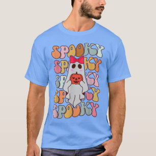 Cute Ghost Autumn Fall Spooky Retro Groovy Hallowe T-Shirt