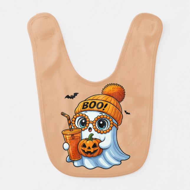 Cute Ghost Baby Halloween  Baby Bib (Front)