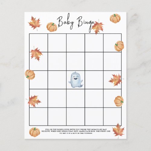 Cute ghost _ Baby shower bingo game