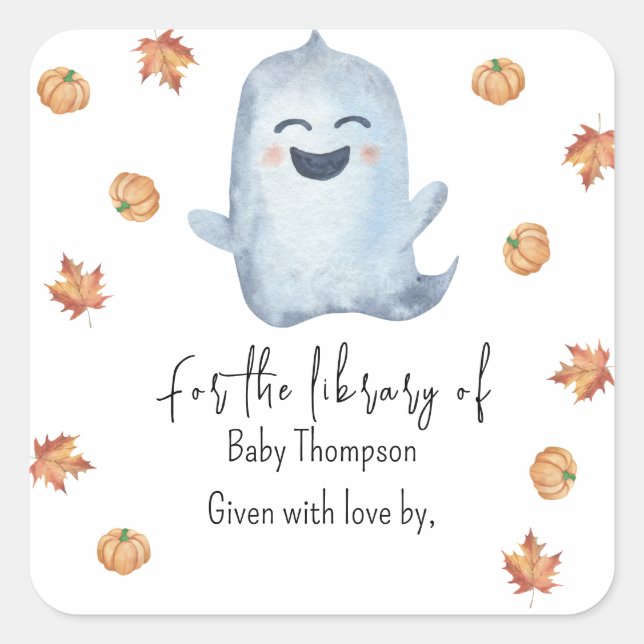 Cute Ghost - baby shower bookplate (Front)