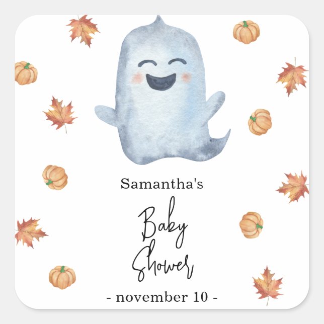 Cute ghost - baby shower square sticker (Front)