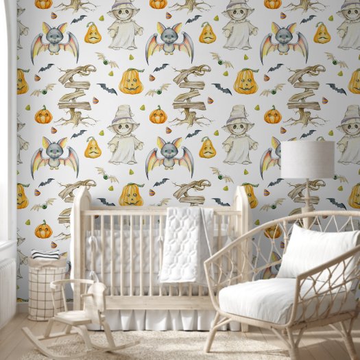 Cute Ghost Bat Scary Pumpkin Halloween Nursery