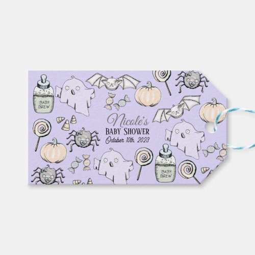 Cute Ghost Bat  Spider Halloween Baby Shower Gift Tags