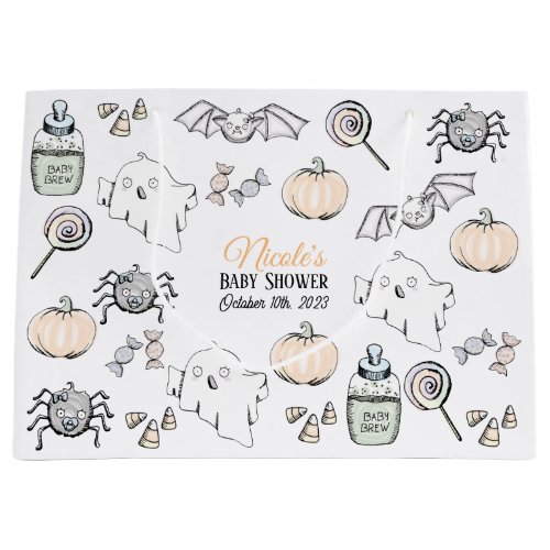Cute Ghost Bat  Spider Halloween Baby Shower Large Gift Bag