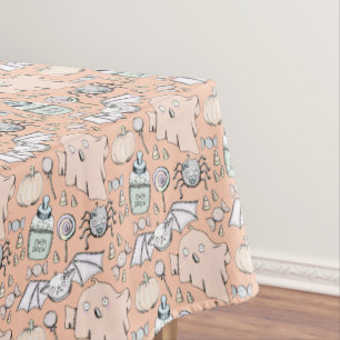 Cute Ghost, Bat & Spider Halloween Baby Shower Tablecloth