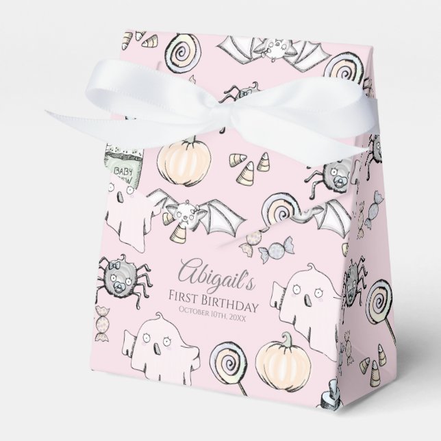 Cute Ghost, Bat & Spider Halloween Favor Boxes (Front Side)