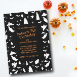 Cute Ghost, Bats & Spiders Halloween Birthday Invitation<br><div class="desc">A cute black and white ghost,  bats and spiders pattern. A perfect design for anyone who loves cute illustrations of ghosts,  bats,  spiders and Halloween themed art. An ideal ghost pattern design for Halloween parties,  October Birthday parties,  Halloween home décor and gifts.</div>