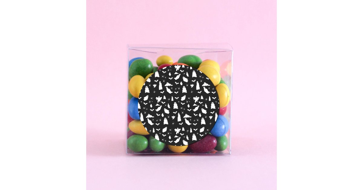 Cute Ghost, Bats & Spiders Halloween Pattern Classic Round Sticker | Zazzle