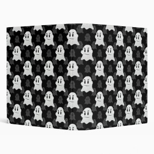 Cute Ghost Blob Black White Print Design Pattern 3 Ring Binder